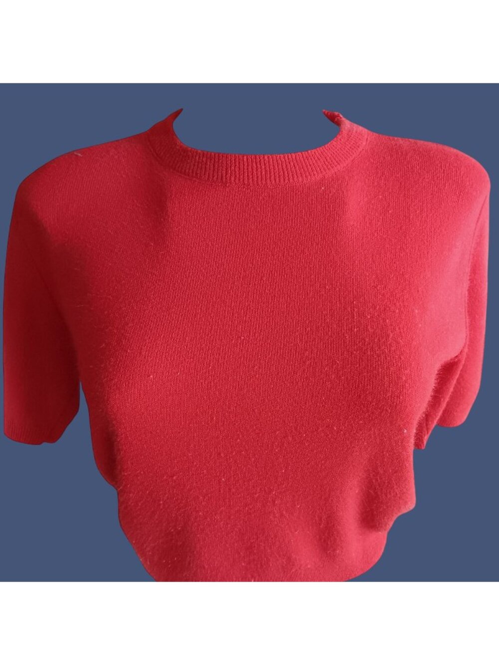 True Vintage Medium Women's Sweater 1960's Cropped Red Acrylic T-shirt Sock Hop